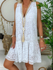 Spitzenkleider Weiß Kleid Mit Spitze ärmellos mit Spitzen V-Ausschnitt Damenmode Kleider für Sommer Spitze und Straßen-Style