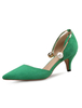 Spitzschuh Heels Kitten Heel Pumps Grün Perlen Detail Ankle Strap Damenschuhe