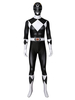 Springe zum Anfang der Bildergalerie Mächtige Morphin Power Rangers Schwarzer Waldläufer Zentai Jumpsuit Cosplay Kostüm