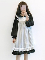 Süss Lolita Outfit 2020 Ruffle Spitze Trim Peter Pan Collar OP Kleid Mit Überkleid