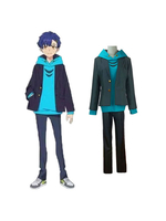 SSSS Dynazenon Yomogi Asanaka Cosplay Kostüm Blue Hoodie Navy Mäntel Hosen 3-teiliges Set