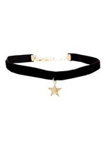Star Pendent Choker Damen Schwarze Velour Halskette