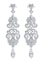 Statement Chandelier Ohrringe Silber Strass 1920er Jahre Vintage Flapper Schmuck Abend Ohrringe