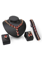 Statement Party Schmuck Set Strass Y Halskette Ohrringe Ring Armband Hochzeit Schmuck