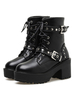 Steampunk Lolita Boots Schwarz-runde Zehe PU-Leder Lolita Schuhe