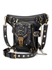 Steampunk Lolita Handtasche Schwarz PU Leder Metall Details Taillenverpackung Gothic Lolita Zubehör