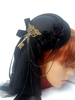 Steampunk Lolita Kopfschmuck Metallic Kette Bogen Blume Schwarz Lolita Haarschmuck