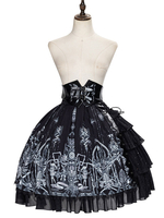 Steampunk Lolita Rock Schwarzer Spitzenrock Polyester Schnüren Lolita Röcke