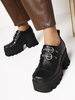 Steampunk Lolita Schuhe Schwarz Runde TOE PU-Leder Daily Daily Lolita Schuhe