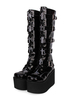 Steampunk Lolita Stiefel aus PU-Leder mit runder Kappe und schwarzen Lolita-Schuhen