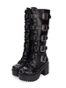 Steampunk Lolita Stiefel Leder Round Toe Schwarz Lolita Schuhe