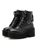 Steampunk Lolita Stiefel Leder Round Toe Schwarz Lolita Schuhe