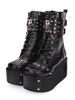 Steampunk Lolita Stiefel Leder Round Toe Schwarz Lolita Schuhe