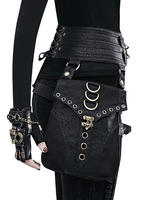 Steampunk Lolita Tasche Schwarz PU Leder Metall Details PU Leder Gothic Lolita Zubehör