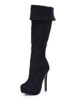 Stiefel aus Frottierstoff mit Stilettos in Schwarz