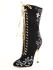 Stiefel aus Veloursleder mit Stickerei in Schwarz