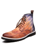 Stiefel für Mann Distressed Round Toe Brown Ombre geschnitzte PU-Leder Martin Stiefel