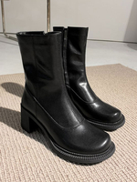 Stiefel mit mittlerer Wade für Frauen Stiefeletten aus weißem PU-Leder mit runden Zehen