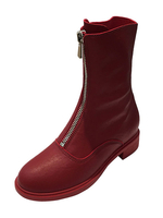 Stiefeletten 2020 Burgund Runder Zeh Zip Up Flache Beuten