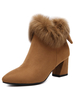 Stiefeletten aus Monogram Suede mit Pelzimitat und Blockabsatz für Abend im schicken & modischen Style standartig Stielette
