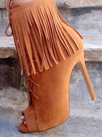 Stiefeletten aus Nubukleder mit Fransen und Stilettos für Straßen-Style im schicken & modischen Style standartig Stielette