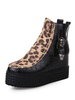 Stiefeletten aus PU mit Skull-Deko und Leopard-Korn Optik Flach