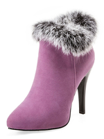 Stiefeletten aus Veloursleder Kunstfell mit Stilettos