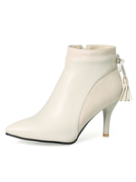 Stiefeletten aus Veloursleder mit Fransen und Stilettos