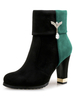 Stiefeletten aus Veloursleder mit Kunstdiamanten mit Farbblock und Blockabsatz