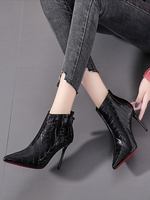 Stiefeletten PU Leder Pointed Toe Stiletto Absatz
