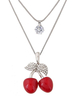 Stilvolle Metall mit Kunstdiamanten in Rot im schicken & modischen Style Kirsche Halskette Strass für Damen
