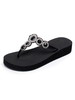 Stilvolle Beach Strandsandalen für Damen mit Edelstein geschmückt in Schwarz