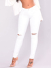 Stilvolle Damen Jeans aus Denim in Weiß Cutouts