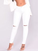 Stilvolle Damen Jeans aus Denim in Weiß Cutouts