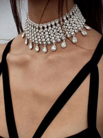 Stilvolle Halskette für Damen Choker für Ball Drops Design mit Kunstdiamanten im eleganten & luxuriösen Stil Metall für Damen