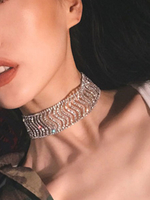 Stilvolle Halskette für Damen Choker Strass mit vollbrillantschliff und Kunstdiamanten im eleganten & luxuriösen Stil Metall für Damen