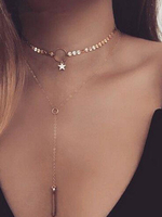 Stilvolle Halskette für Damen Metall mit Metallic-Deko im schicken & modischen Style Sternchen Halskette für Damen
