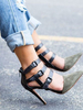 Stilvolle High Heels aus Nubukleder mit Schnallen und Farbblock und Fesselriemchen in Olivefür Straßen-Style Pumps 11cm mit Stilettos für Damen