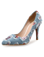 Stilvolle High Heels aus Stoff kunstlich altgemacht im Slip-On Style