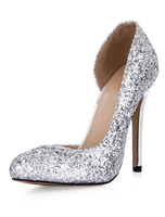 Stilvolle High Heels in Silber mit Glitzer