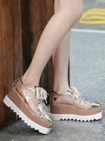 Stilvolle Oxfords Round Toe Leder Front Lace Transparent Star Oxford Schuhe-