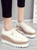 Stilvolle Oxfords Round Toe Leder Front Spitze Gummi Round Toe Oxfords Schuhe