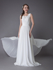 Strand Brautkleider 2021 Chiffon Elfenbein V Ausschnitt Cowl Back Sommer Strand Hochzeitkleider