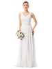 Strand Brautkleider Spitze Chiffon V-Ausschnitt ärmellos bodenlangen Sommer Brautkleid