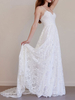 Strandhochzeitskleid Eine Linie Schatz Neck Straps bodenlangen Spitze Brautkleid mit Zug