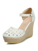 Strandhochzeitsschuhe Aushöhlen Leinwand Dorsay Wedge Heel Brautschuhe