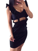 Strapsrock Frauen Schwarz Rüschen Bodycon Rock