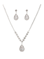 Strass Brautschmuck Set in Silbern mit Ohrringen und Halskette