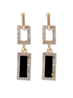 Strass Creolen Double Square Erklärung Ohrringe Partei Schmuck