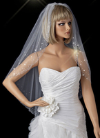 Strass Hochzeit Schleier Wasserfall One-Tier wulstige Rand Brautschleier mit Kamm (140 * 85cm)